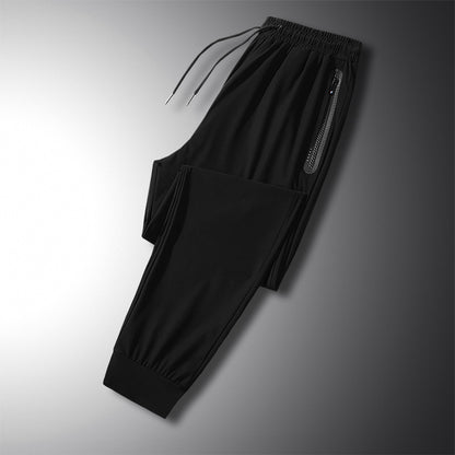 High-end quality business men's pants men's sports pants casual pants slim ice silk pants breathable elastic comfortable trousers 