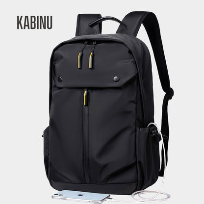 KABINU casual backpack 2021 new men's Oxford cloth washed soft business solid color USB commuter computer bag 