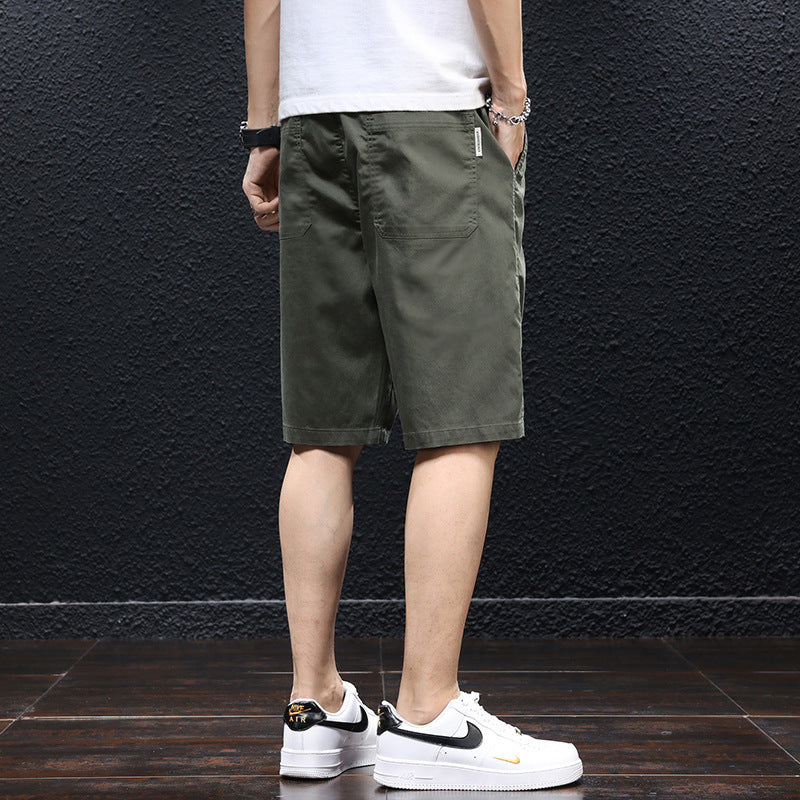 Summer ice silk thin casual shorts men's loose straight sports tooling five-point pants tencel non-ironing quick-drying pants 