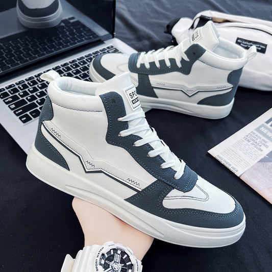 2022 spring new hot style high-top small white board shoes trendy all-match sports casual men's shoes trendy white shoes 599 