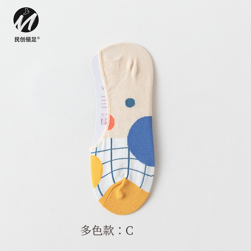 Invisible socks women's non-slip and shallow mouth spring and summer thin cotton Japanese summer women's socks boat socks women 