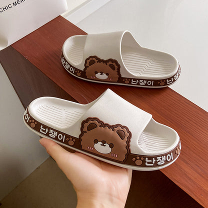 2023 new slippers women's summer home indoor anti-slip bathroom students wear thick-soled one-word women's slippers wholesale 