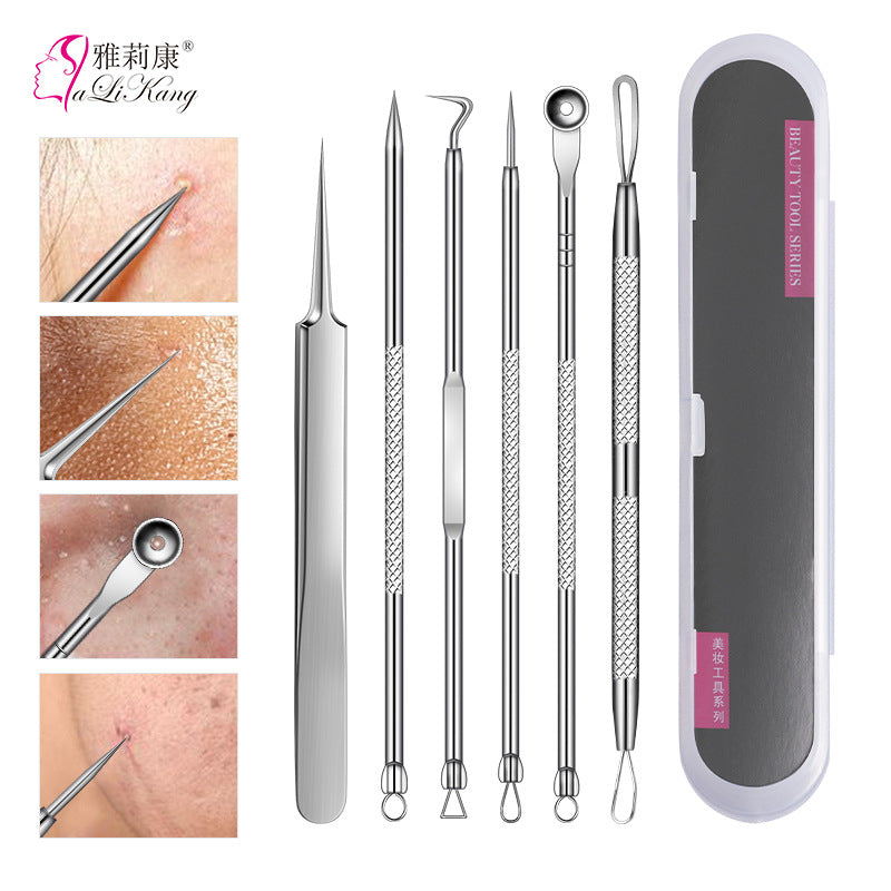 Yalikang acne needle set, cell clip, blackhead removal tweezers, squeezing and squeezing acne, scraping, closed mouth needle row, acne removal tool 