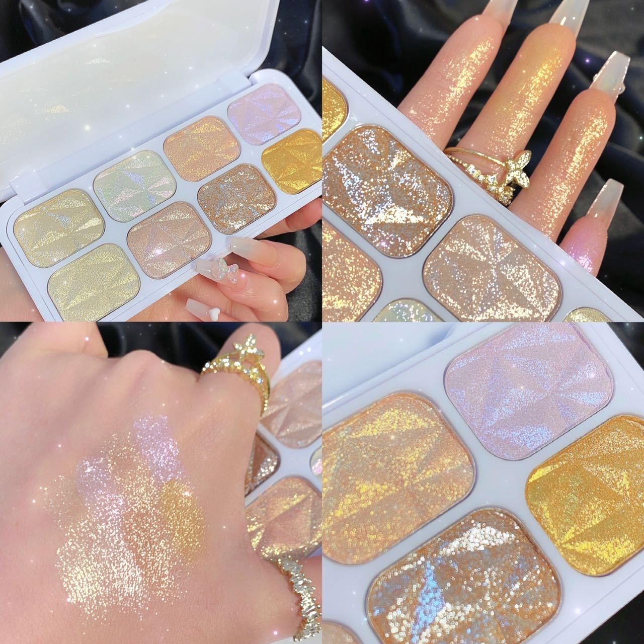 New 8-color diamond pearlescent highlight eyeshadow palette, shimmering and brightening three-dimensional multi-purpose eyeshadow 