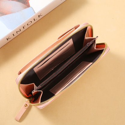 2023 Simple New Fashion Korean Style Shoulder Messenger Bag Large Capacity Ladies Long Wallet Solid Color Mobile Phone Bag 