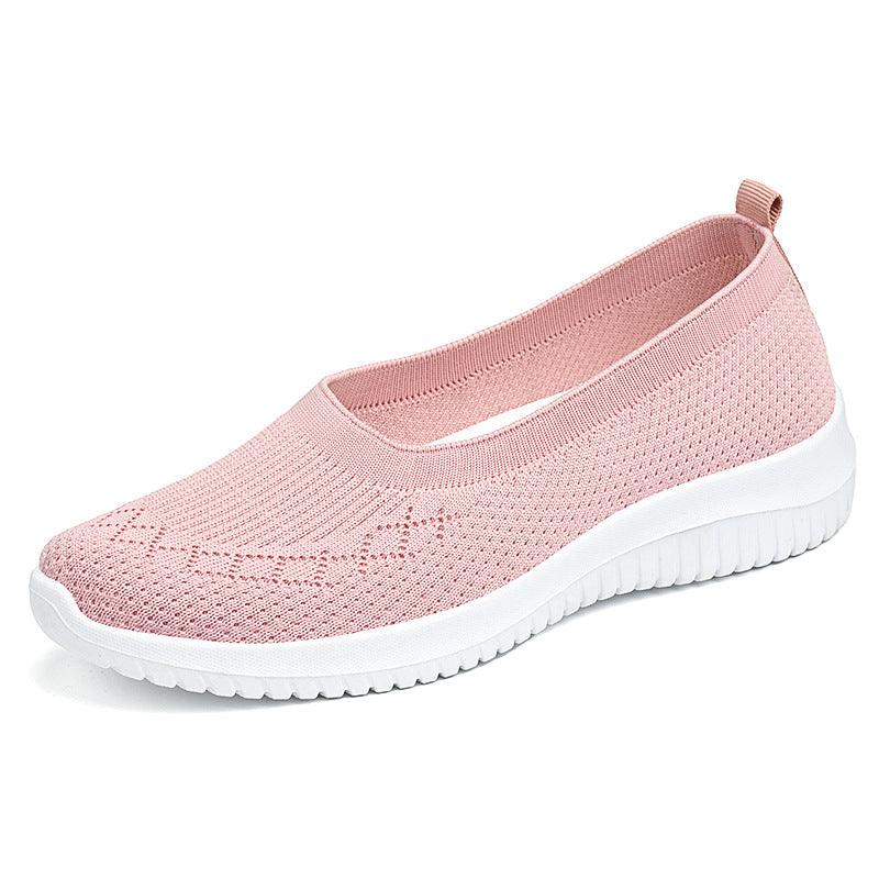 Shoes women's 2023 new foreign trade women's shoes breathable flying woven shoes soft bottom cross-border large size cloth shoes casual mother shoes