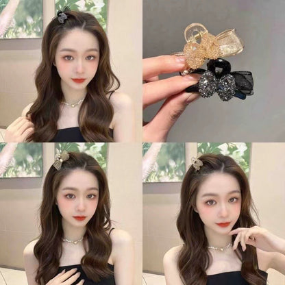 Summer bow ab face small clip mesh hairpin girl high ponytail claw clip side broken hair bangs clip headdress 