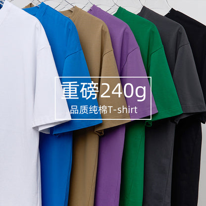 XR5824 Pure Cotton Top T-Shirt အင်္ကျီလက်တစ်ဝက် အောက်ခြေရှပ် အမျိုးသားလက်တို ချောင်ကျသော အမေရိကန်တီရှပ် လေးလံသောနွေရာသီ စိတ်ကြိုက်ပြုလုပ်ခြင်း