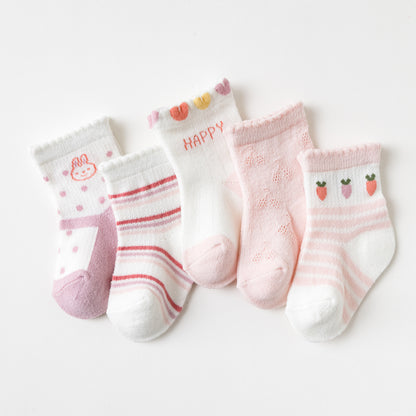 2023 Children's Socks Spring and Summer Mesh Sports Breathable Cotton Medium Tube Durable Baby Baby Socks Manufacturer Wholesale 