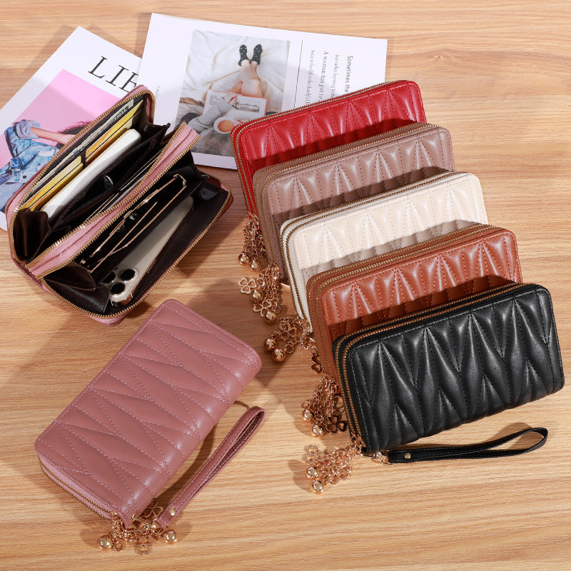 2022 New Women's Wallet Korean Style Fashion Wrist Mobile Phone Bag Multiple Card Slots Coin Purse Card Bag Mobile Phone Bag Women's 