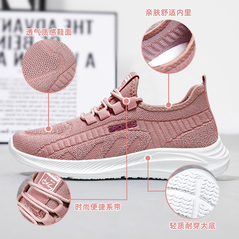 Shoes women's 2023 spring new flying woven women's shoes casual shoes breathable mesh shoes manufacturers direct hair comfortable sports shoes women 