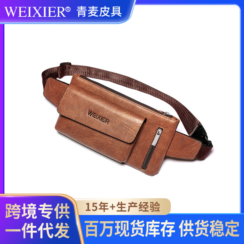 Wholesale Men's Retro Waist Bag Men's Multifunctional Casual Sports Cycling Chest Bag Belt Hanging Bag Men's Cashier Waist Bag 