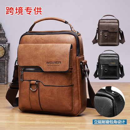 Messenger bag men's shoulder bag retro leather vertical portable business men's casual leather bag shoulder bag men's bag