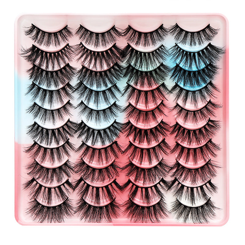 dingsen false eyelashes factory cross-border stable supply of 20 pairs of eyelashes with natural thick one-piece eyelashes 