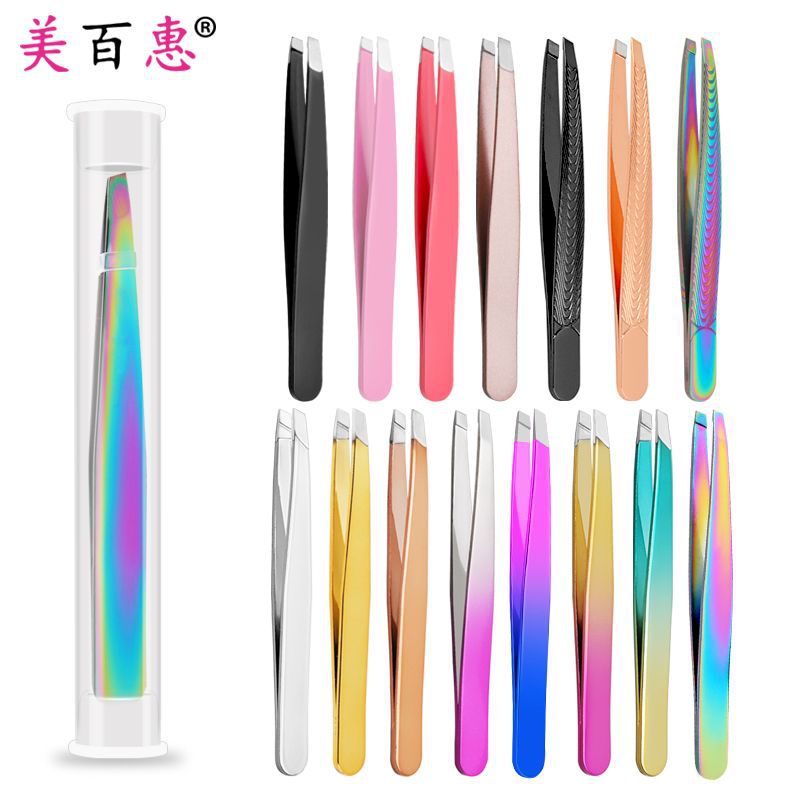 1.2 Threaded Eyebrow Clip, Slanted Tip, Color Titanium Rose Gold Tweezers, Eyebrow Plucking, Beard Plucking, Eyebrow Trimming, Packaging Beauty Tools 