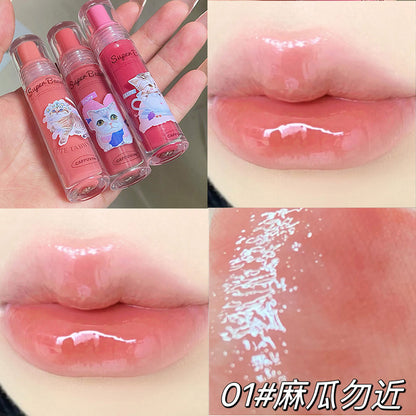 Cappuvini Cat Clear Lip Gloss Moisturizing Watery Mirror Jelly Lip Glaze Whitening Lip Gloss 