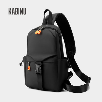 Kabinu men's chest bag leather film is waterproof and wear-resistant solid color business casual mobile phone bag bag student crossbody bag 