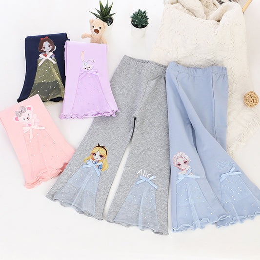 2023 Spring Clothes Girls' Flared Pants Spring and Autumn New Style Children's Outerwear Fashion Pants Little Girls' Versatile Pants Trendy 