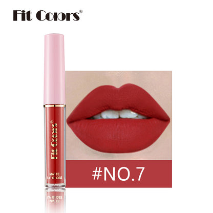 Fit Colors 12-color non-stick matte lip gloss matte velvet liquid lipstick lip gloss cross-border 