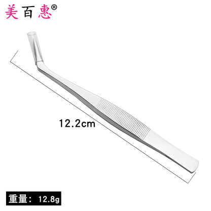 Stainless steel hair grafting clip grafting eyelash tweezers elbow straight head tweezers clamping tweezers factory direct supply in stock 