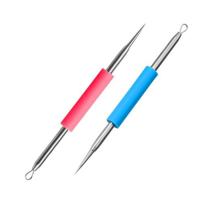 Stainless steel double-ended acne needle silicone non-slip acne needle blackhead acne clip beauty set tool 