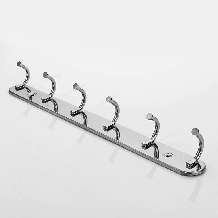 6 Hooks 10 Yuan Store Department Store Non-Magnetic Stainless Steel Bathroom Clothes Hooks Solid Wall Hanging Door Behind Coat Row Hooks Floor Stall Products 