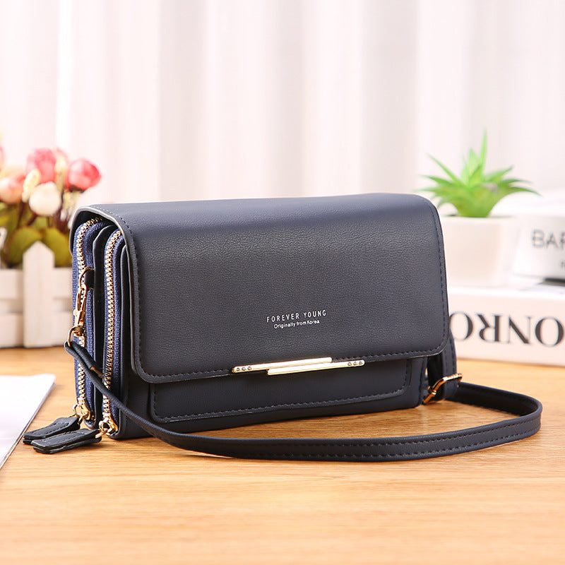 2022 new PU women's wallet Korean version large-capacity multi-functional shoulder bag mid-length mobile phone bag coin purse 