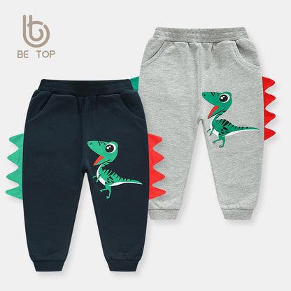 2024 children's clothing spring and autumn new children's sweatpants cartoon horror pure cotton boys sports trousers wholesale one piece drop shipping 