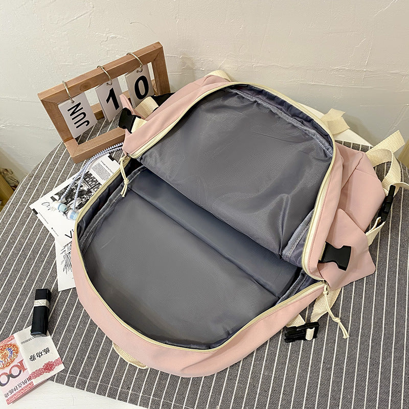 2021 New Trendy Korean Version Large Capacity Junior High School Student School Bag Lightweight Simple Travel Bag Canvas Backpack 