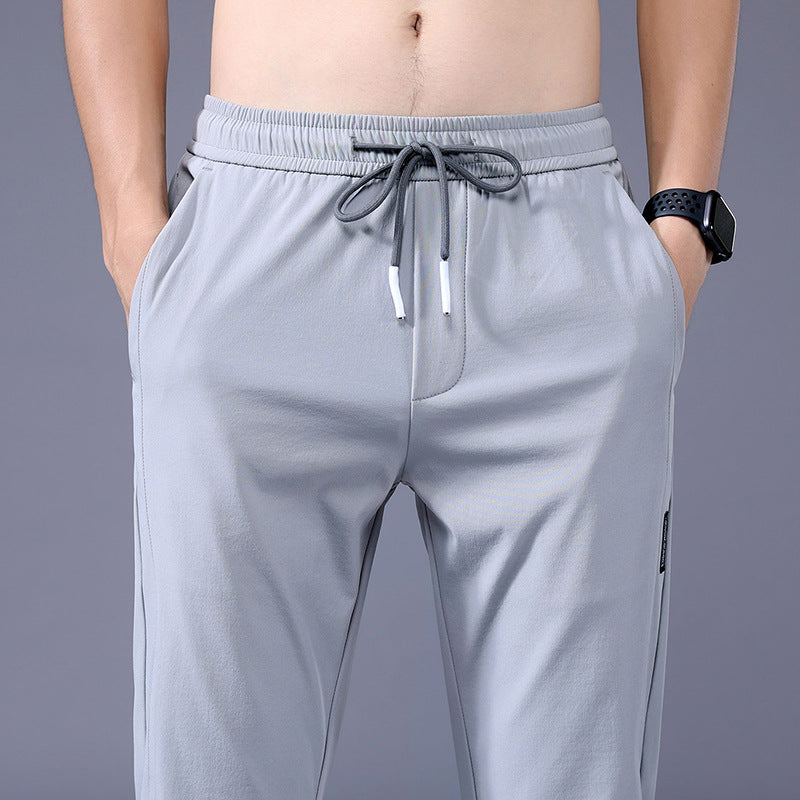 2023 Summer Ice Silk Thin Sports Pants Men's Straight Loose Elastic Non-ironing Casual Pants Workwear Pants Wholesale