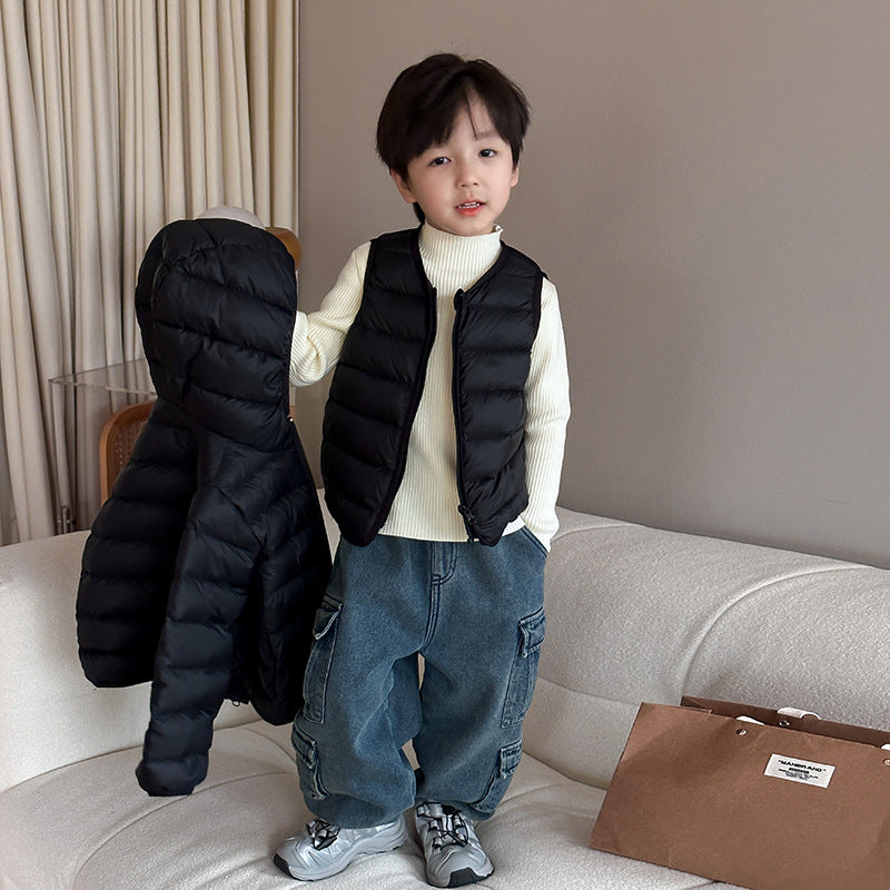 Elmo Beibei New National Standard Children's 2023 ဆောင်းရာသီ ပေါ့ပါးသော 90 White Duck Down Cotton Jacket ကလေး အနီးကပ် လိုက်ဖက်သော အနွေးထည် အင်္ကျီ 