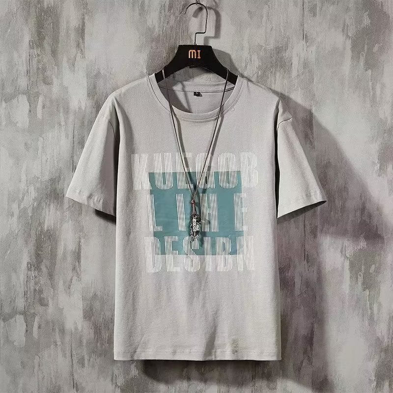 Summer fashion letter printing micro-elastic breathable bottoming shirt white round neck casual short-sleeved T-shirt male 336 