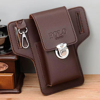 New vertical mobile phone pocket men's construction site work mobile phone leather case can put cigarette case hanging key wear belt special 