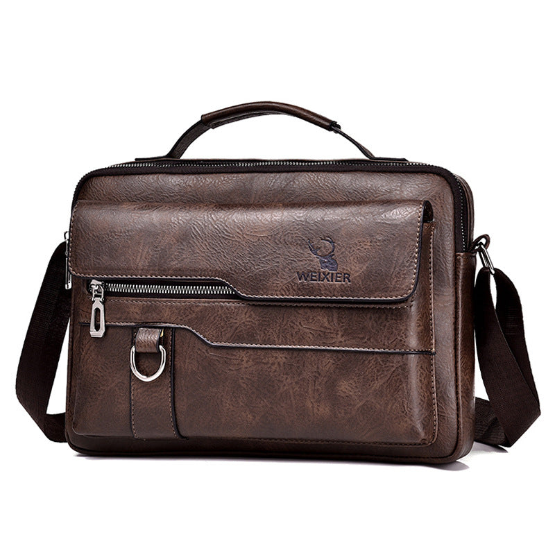 Messenger bag men's shoulder bag retro leather vertical portable business men's casual leather bag shoulder bag men's bag