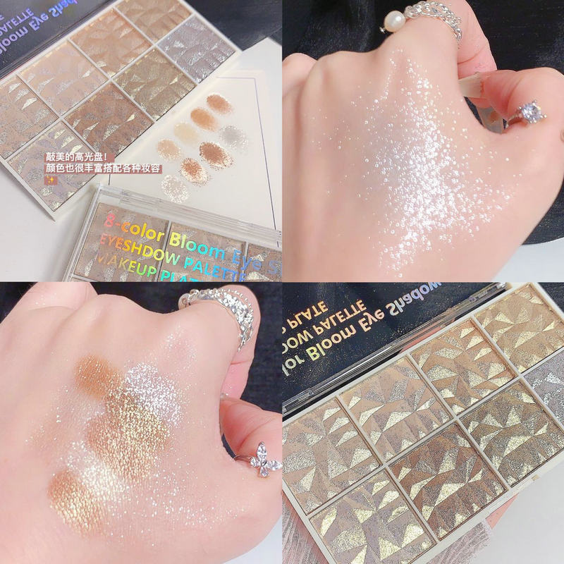 8-color highlight eyeshadow palette, highlight contouring all-in-one palette, shimmering and brightening, internet celebrity eyeshadow manufacturer wholesale 