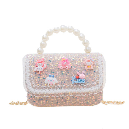 New Pearl Handbag Fashion Chain Crossbody Bag Cute Girly Small Fragrance Style Shoulder Bag Coin Small Square Bag 