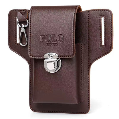 New vertical mobile phone pocket men's construction site work mobile phone leather case can put cigarette case hanging key wear belt special 