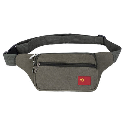 Retro canvas waist bag large capacity men's and women's business wallet sports multi-functional messenger bag casual mobile phone chest bag 