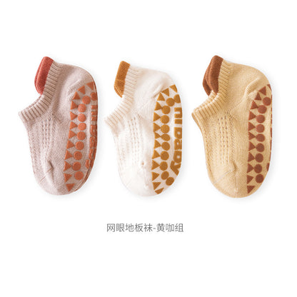 Spring and summer thin baby socks mesh baby socks A type boneless loose mouth non-slip floor socks short tube boat socks 