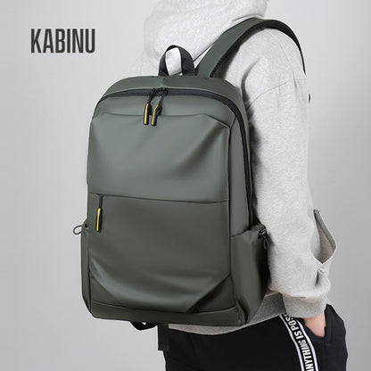 Kabinu casual backpack outdoor travel bag solid color leather film computer bag middle school student school bag business backpack trend 