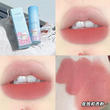 CACE Blue Sky Blue Matte Lip Mud Anime Style Bunny Lip Glaze Student Three-Piece Blue Set Wholesale 