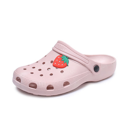 2022 new hole shoes female summer fashion girl cute outerwear beach sandals Baotou shoes non-slip slippers female 