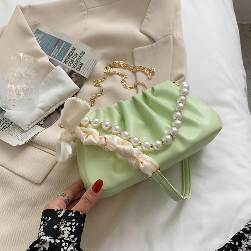 Pearl fold cloud armpit bag niche bag female 2022 new summer all-match one-shoulder Messenger bag 