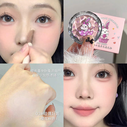 အနုပညာတန်ဖိုး Pink Rabbit Monochrome Highlighting Powder သဘာဝနှင့် နူးညံ့သိမ်မွေ့သော Blush Brightening and Contouring Student Party စျေးနှုန်းသက်သာသော 