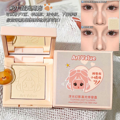 Art Value new product embossed mood contouring highlighter one box four color matte contouring palette cross-border affordable wholesale 