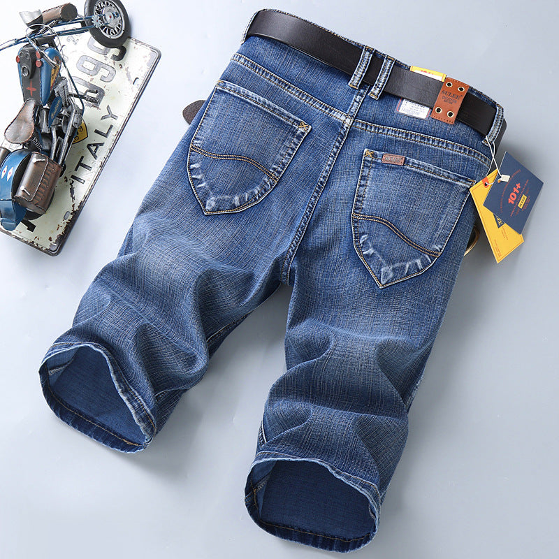 2023 summer new SU LEE denim shorts men's straight loose large size elastic business casual five-point pants 