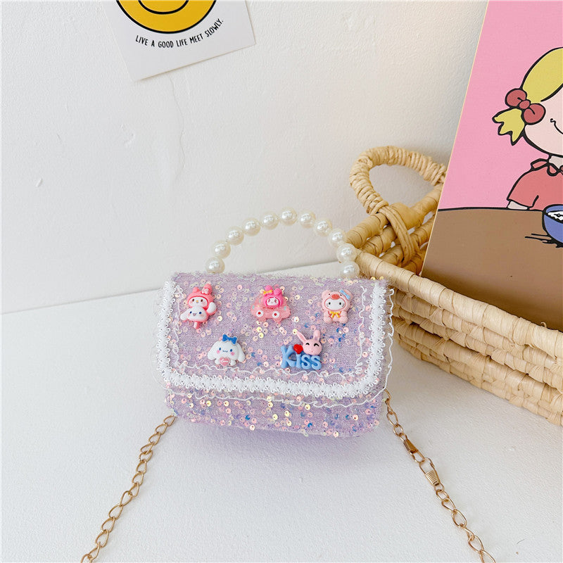 New Pearl Handbag Fashion Chain Crossbody Bag Cute Girly Small Fragrance Style Shoulder Bag Coin Small Square Bag 