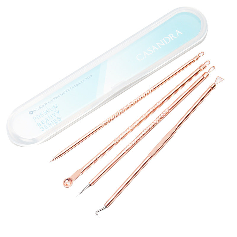 Spot double-headed acne needle 4-piece set rose gold ဝက်ခြံဆေး ဝက်ခြံ ဆေးထိုးအပ် ဝက်ခြံဖယ်ရှားရေး ဆဲလ်ကလစ် လက်ကား 