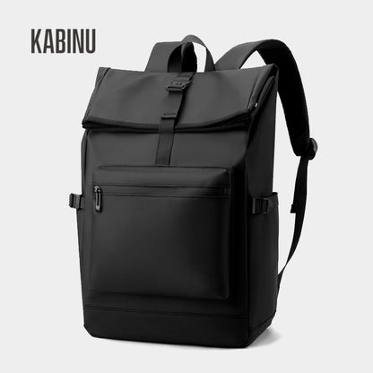 Kabinu casual backpack new business computer backpack simple middle school student school bag leather film waterproof 