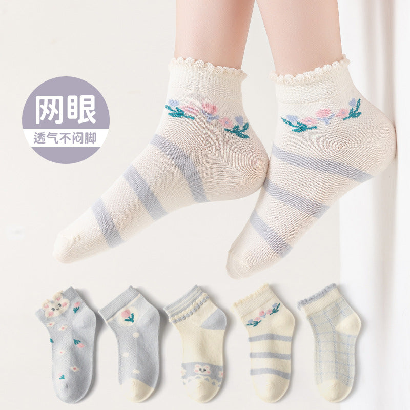 Children's summer thin socks boys girls summer children's socks summer thin socks short tube mesh socks cartoon 